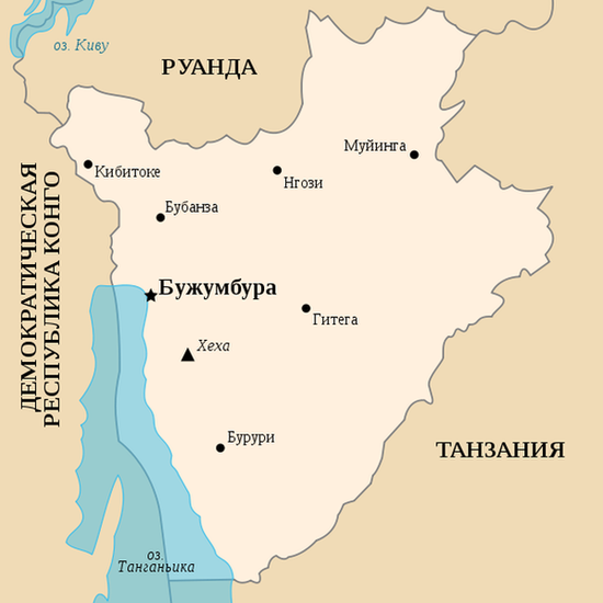 Карта Бурунди.