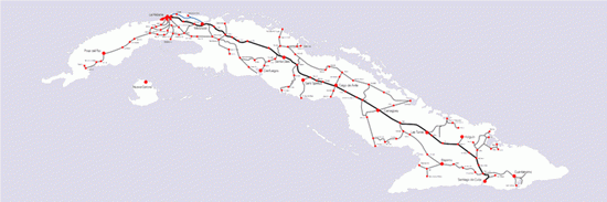 Схема железных дорог Кубы